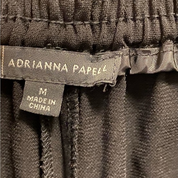 Adrianna Papell Paperbag Black Crepe Culotte Pants Elastic Waist Tie Pleats - Picture 7 of 7